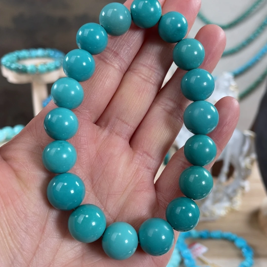绿松石未镶嵌套链11+精品瓷釉玉化圆珠手串
