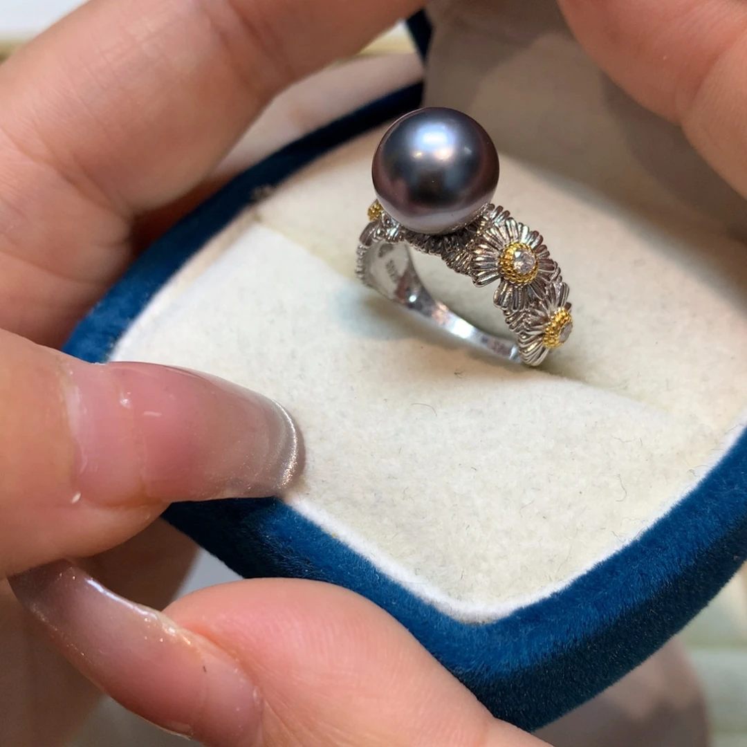 海水珍珠戒指银S925镶嵌