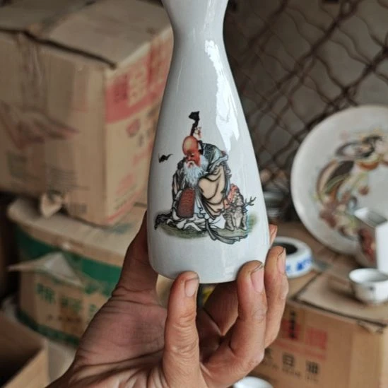 库存微瑕老寿星温酒壶