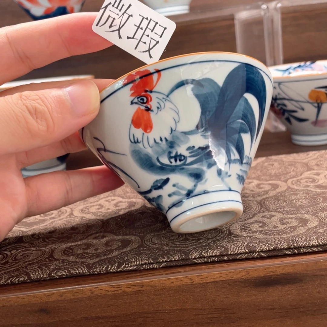 釉下手绘茶具微瑕