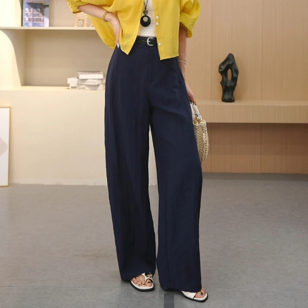 天丝麻轻薄阔腿裤~夏季新款宽松透气休闲裤时尚女裤子1504