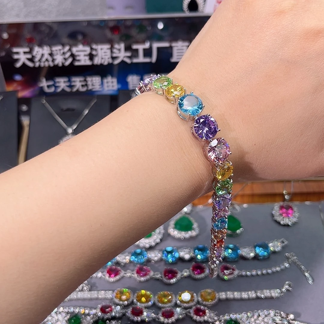 蓝宝石手链银S925镶嵌m 119