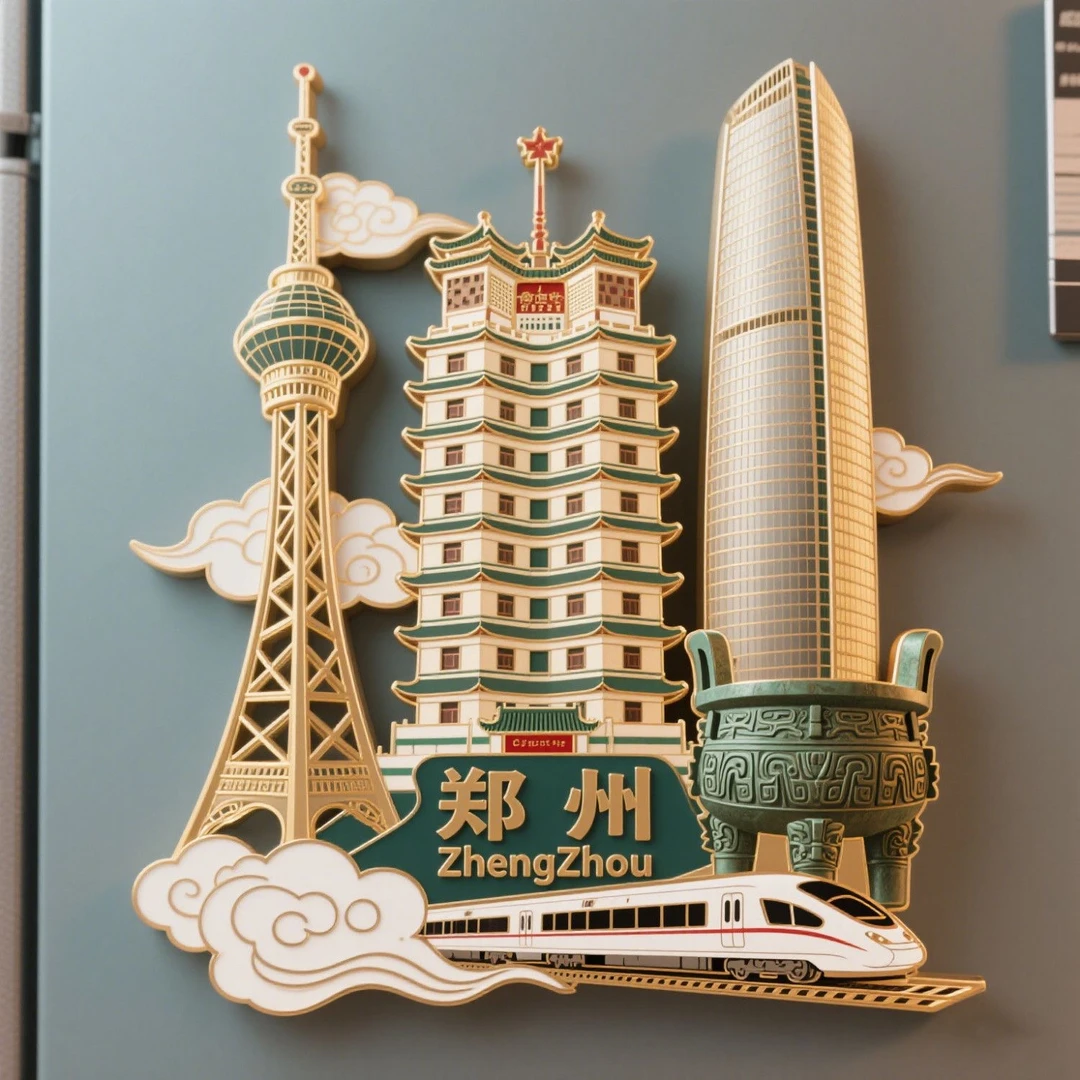 郑州嵩山磁吸冰箱贴金属立体旅游文创景点上海建筑稀奇古怪冰箱贴
