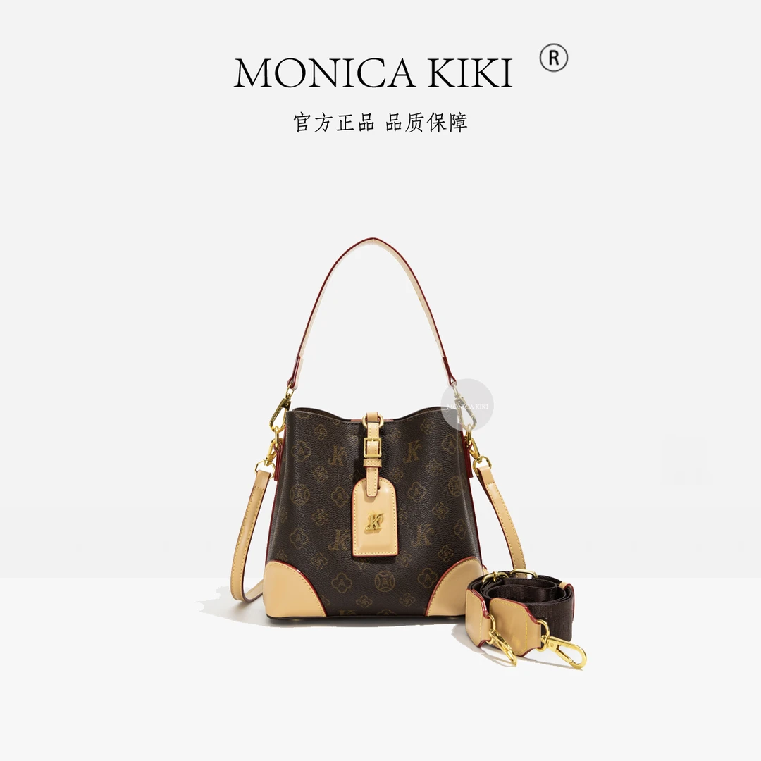 MONICA KIKI/莫妮卡奇奇水桶包包女复古手提单肩斜挎包-3696