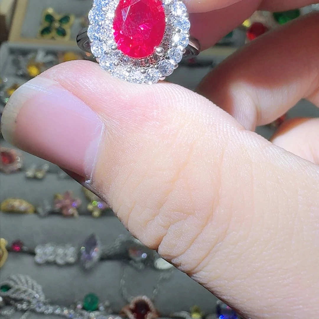 绿水晶戒指银S925镶嵌