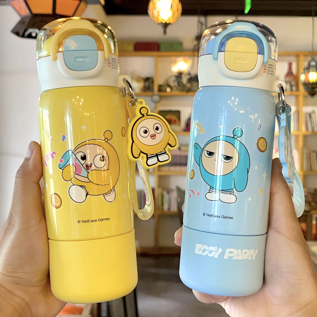 蛋仔派对儿童保温杯男孩上学专用小学生幼儿园女孩双饮吸管杯水杯