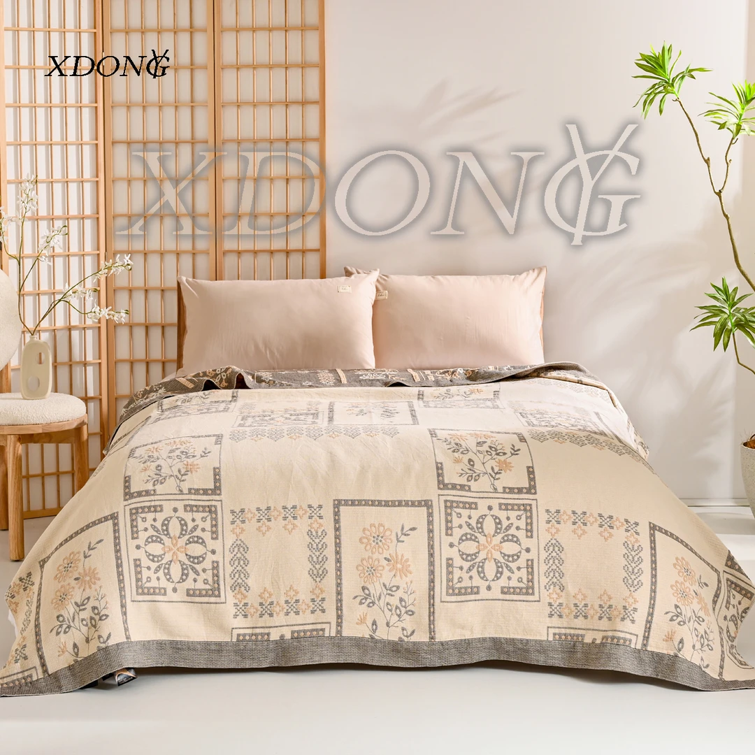 XDONGY（冬云家纺）200*230法国皇室定制  暮云 雨露棉麻床盖毯