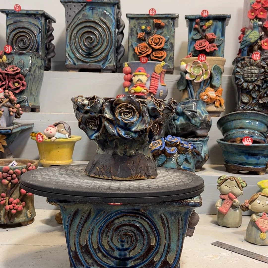 陶瓷微瑕玫瑰陶然花盆