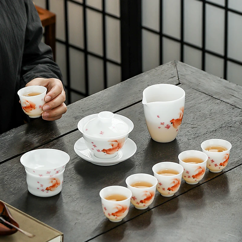 唐丰陶瓷功夫茶具套装家用轻奢办公盖碗喝茶杯整套高档礼盒伴手礼