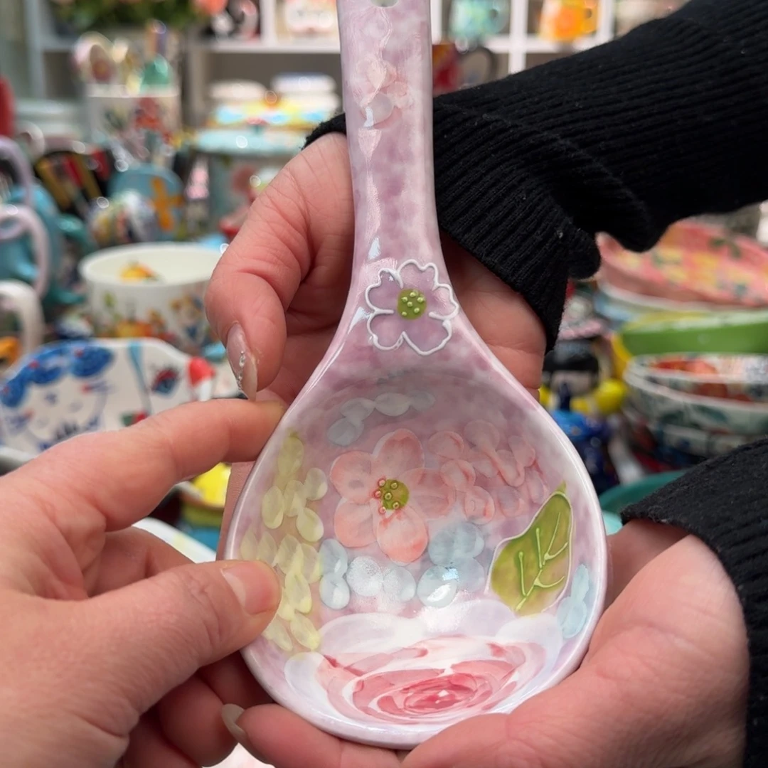 瓷片濑户烧玫瑰大汤勺1只