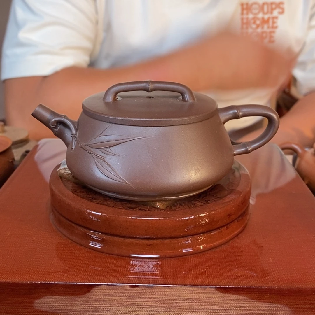 茶壶紫砂高端150cc平盖竹段石瓢
