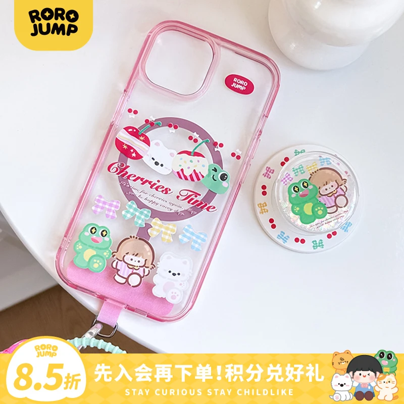 肉肉酱樱桃贴贴家族磁吸手机壳适用iPhone15Promax女magsafe支架
