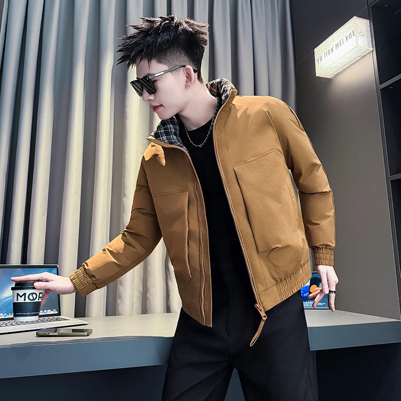 格纹棉服外套男款冬季爆款外套2025新款潮牌保暖袄子男装立领棉衣