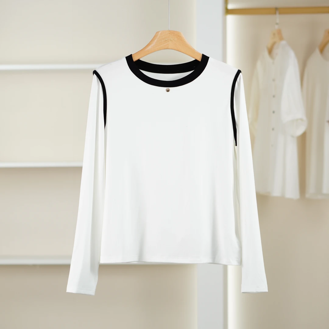 麦迪尚品【夕Y】50909472 春季简约舒适含棉长袖T恤打底品牌女装
