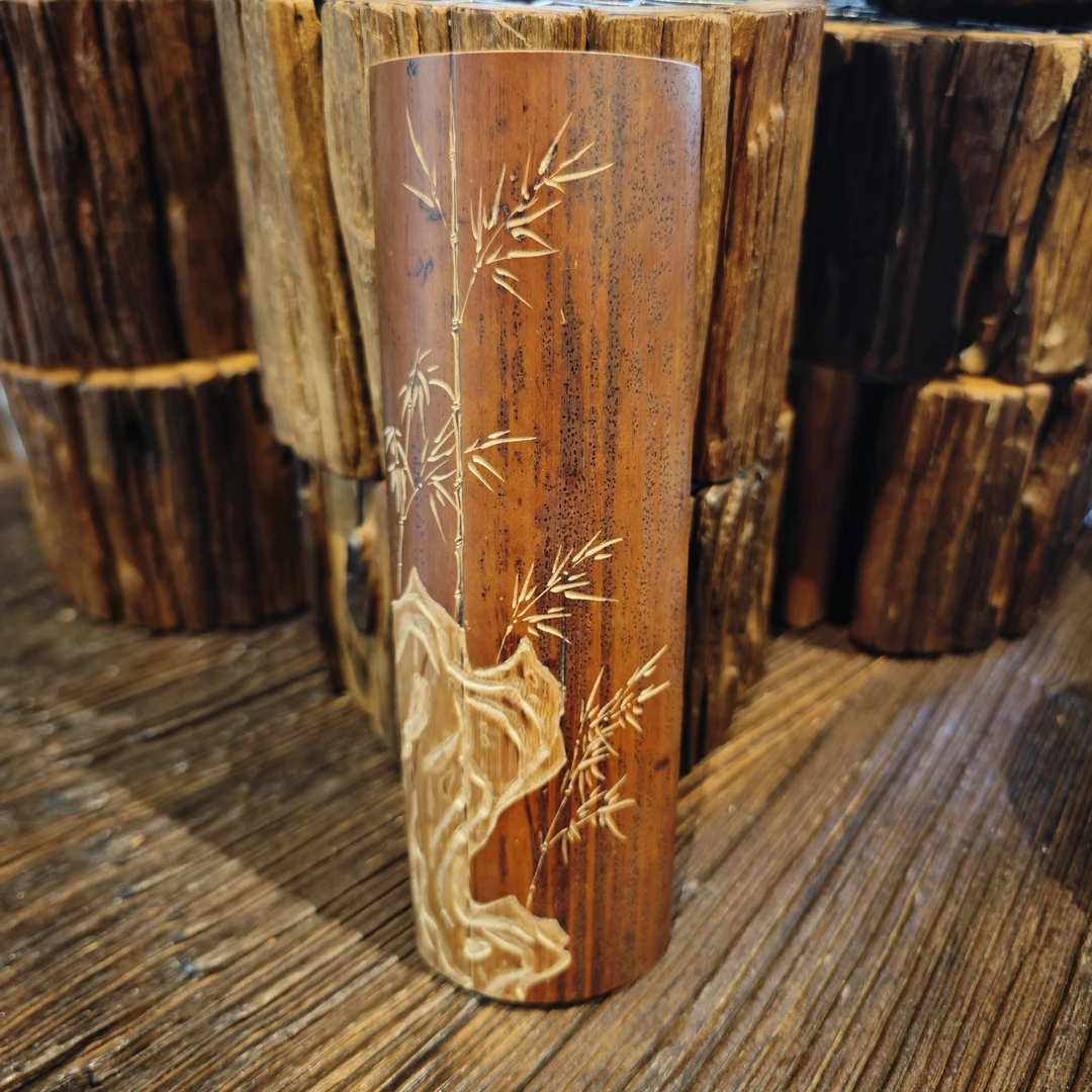 老煤竹中式纯手工雕刻茶则高档全手工家用雕花梅兰竹菊茶道工艺品