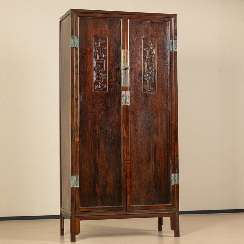 清代 红木夔龙纹一封书式方角柜 古董家具