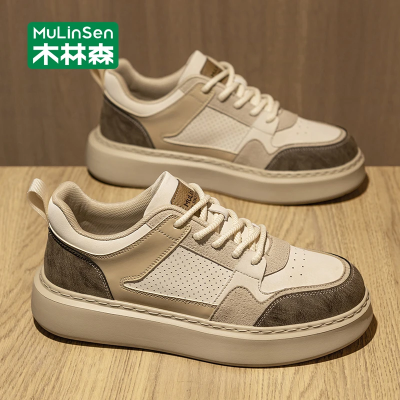 木林森板鞋男款2025新款秋季透气低帮男鞋休闲鞋百搭运动学生潮鞋