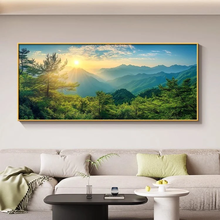 日出东方客厅挂画现代简约沙发背景墙装饰画东墙自然风景画靠山图