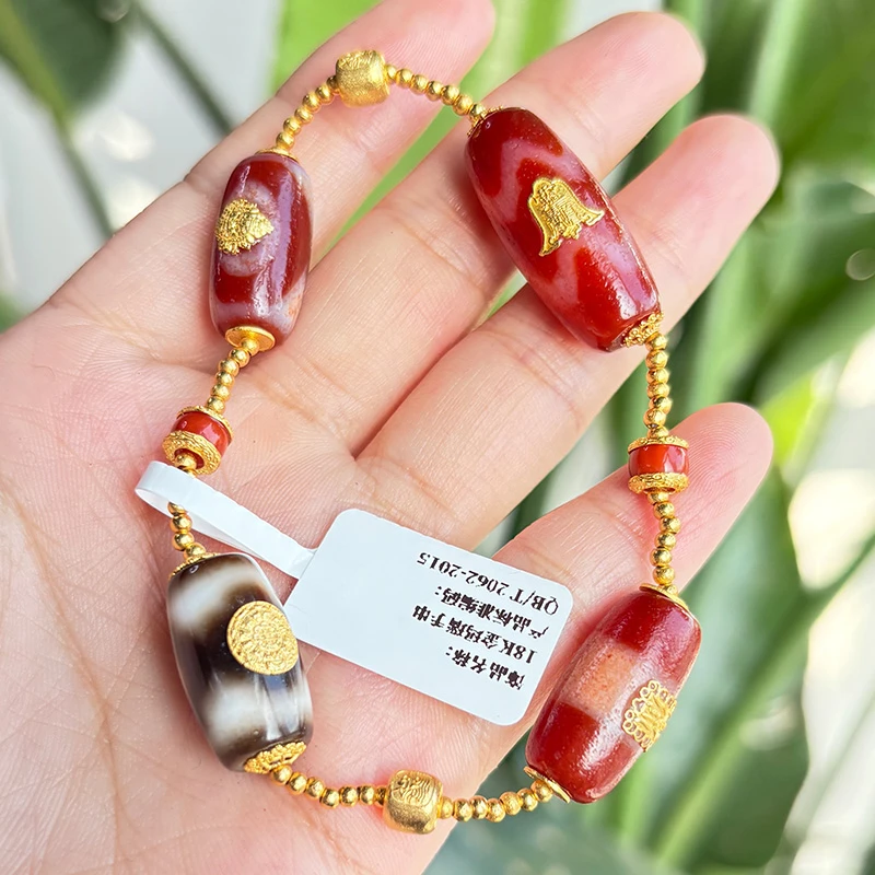 L【二二】玛瑙18K金原创设计单圈手工轻奢百搭手串多样性发一
