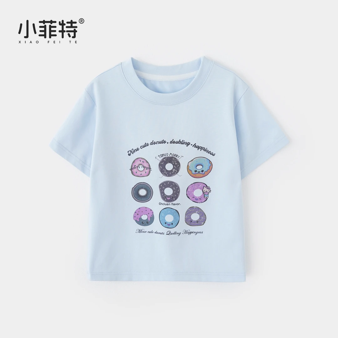 小菲特夏装新款女童休闲印花短袖t恤小女孩薄款夏天半袖YNYX50865