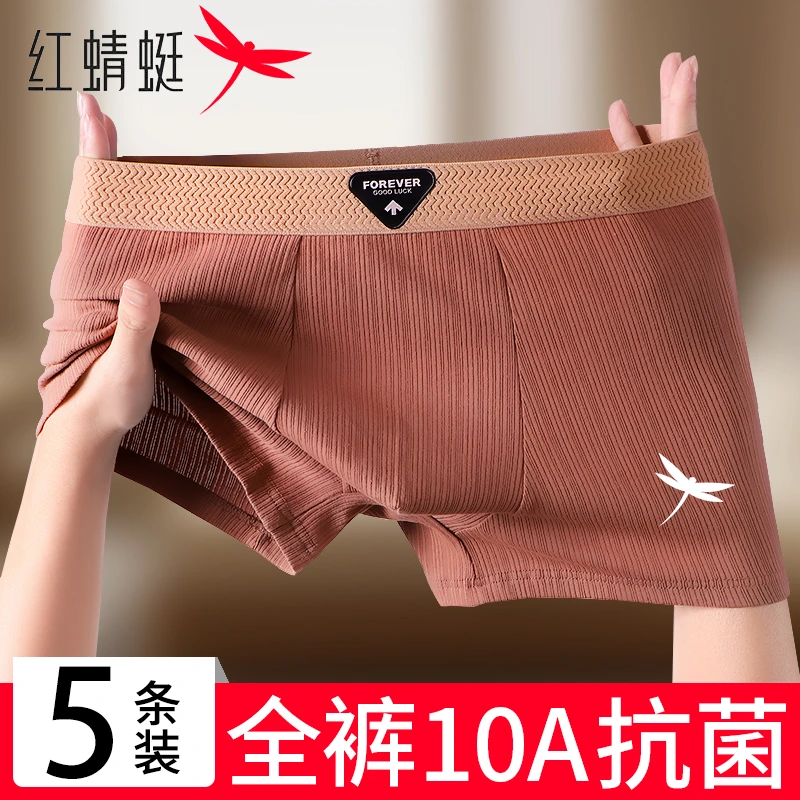 红蜻蜓男士纯棉复古四角裤男士内穿短裤平角抗菌内裤男款秋冬款