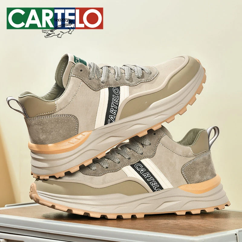 卡帝乐鳄鱼复古男士休闲鞋2025春秋新款男鞋厚底防滑运动鞋跑鞋男