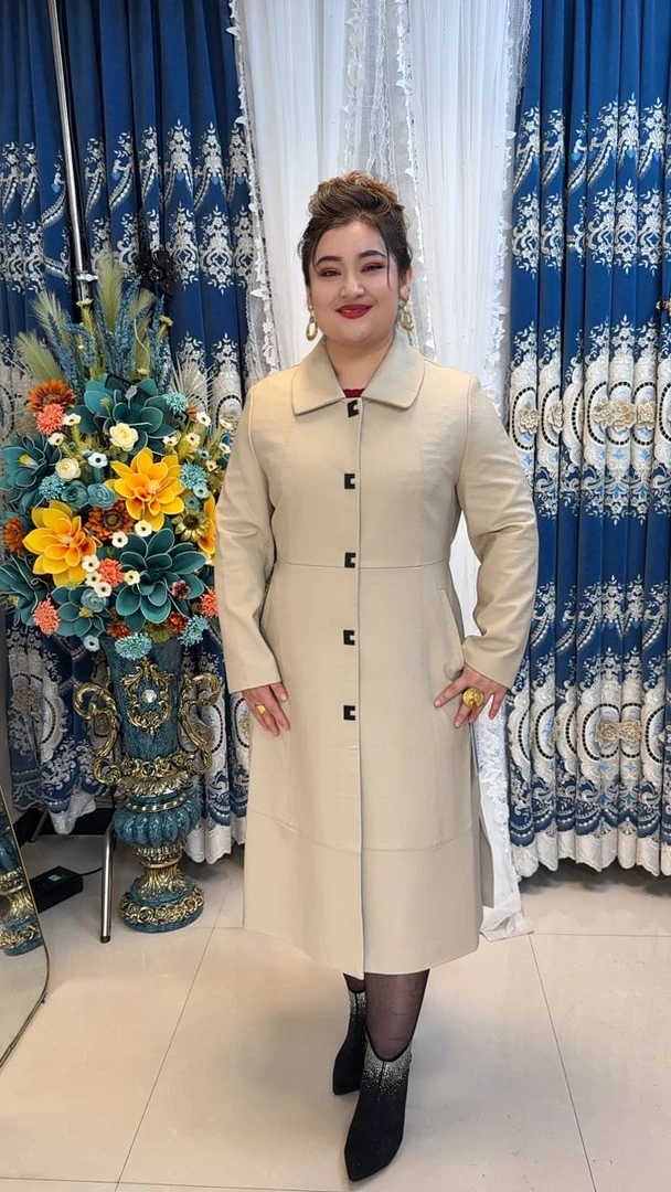 中长款薄款修身型风衣黑色秋季过膝外套女士韩版皮衣显瘦-24802