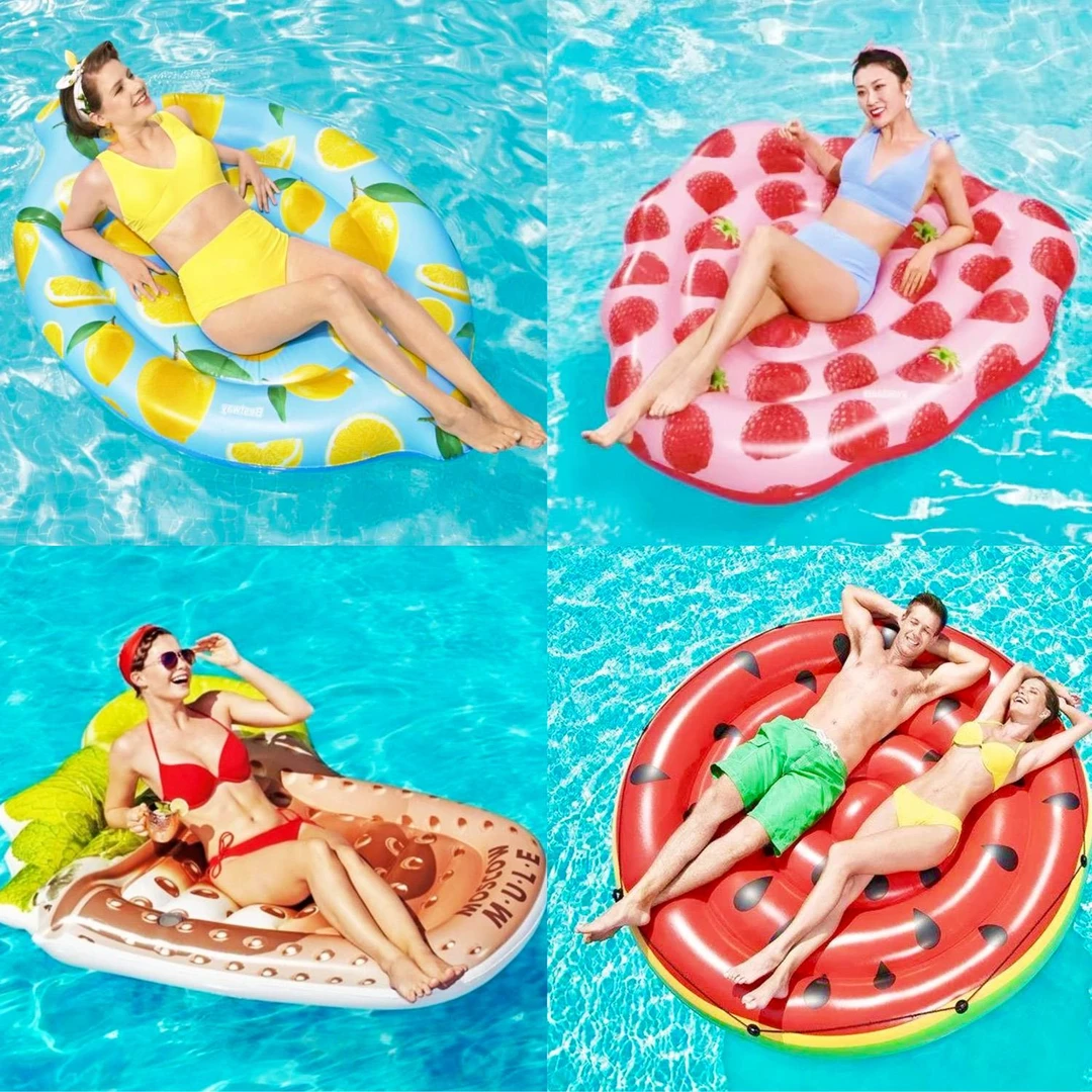 超大水上充气菠萝浮床彩虹西瓜冰淇淋漂浮气垫西瓜成人浮排游泳圈