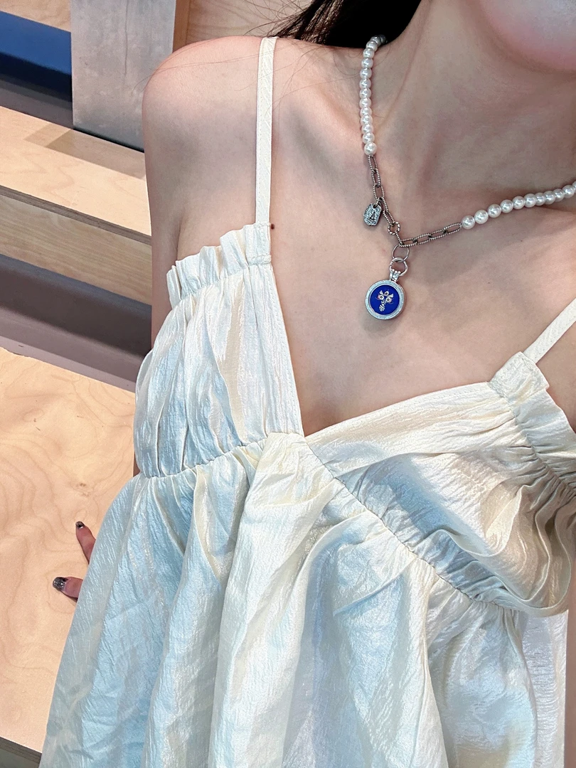 坠链均925银亚克力 【一碧万顷】大黑天黑六臂法眼粗矿砂项链1023