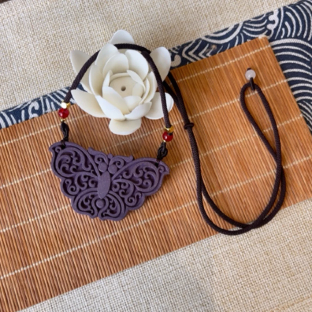 【紫气东来蝴蝶】合香珠项链古法纯手工中药文玩