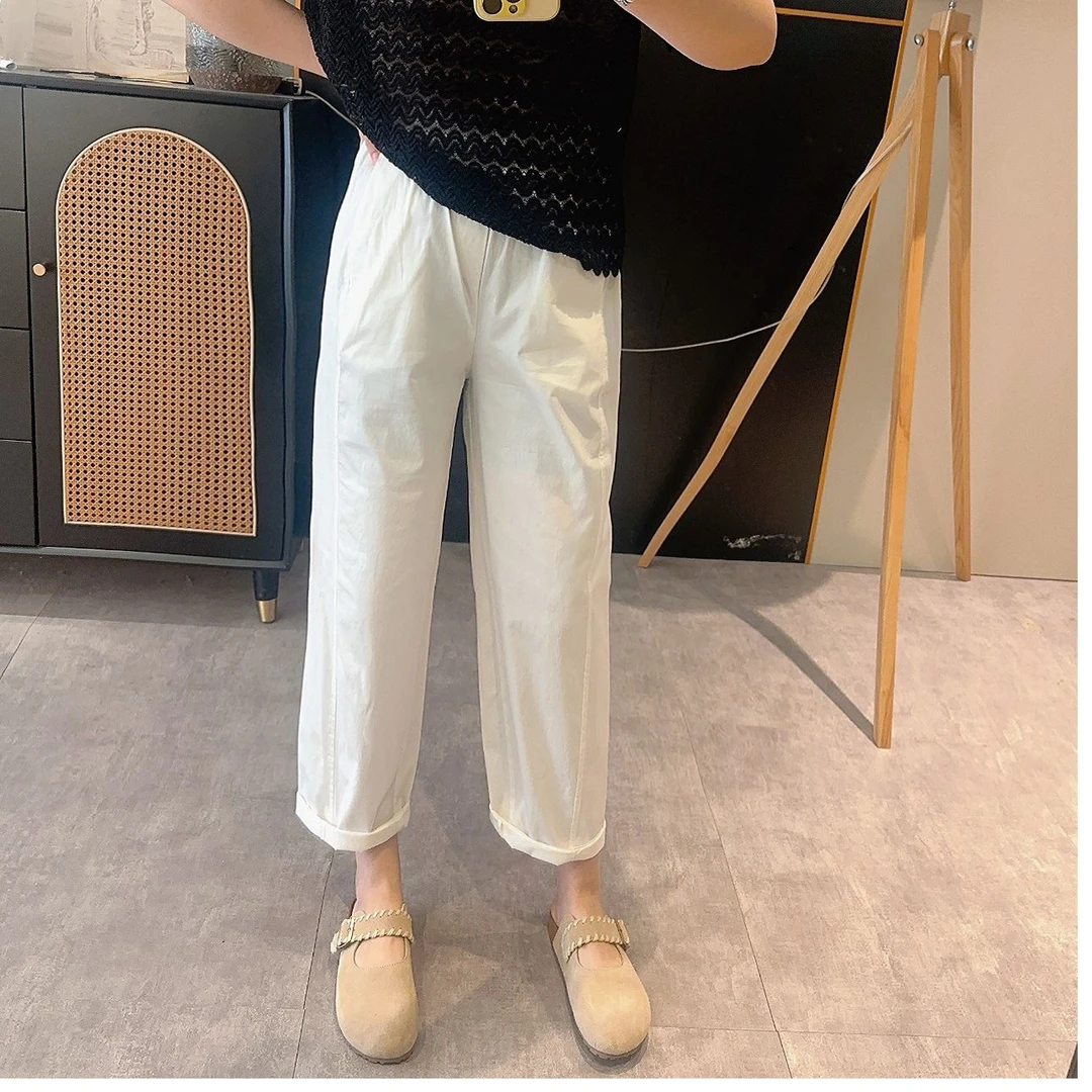 【欧加恋恋】2025春夏宽松显瘦小个子松紧腰九分哈伦裤 S25040211