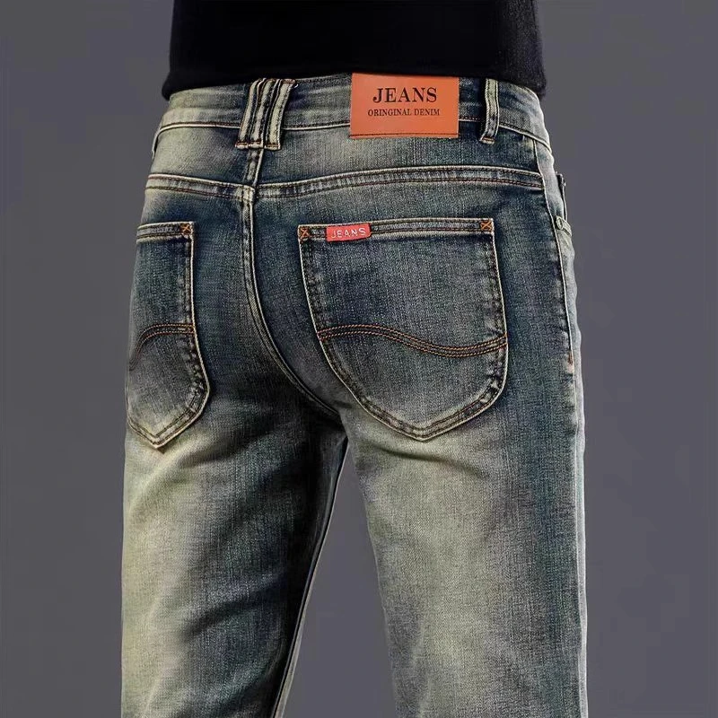 BALEYSWO男士直筒休闲牛仔裤秋冬加绒裤子高端复古经典男款直筒裤