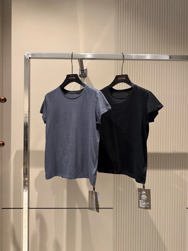 【启恒】纯色夏季设计师短款小飞袖短袖