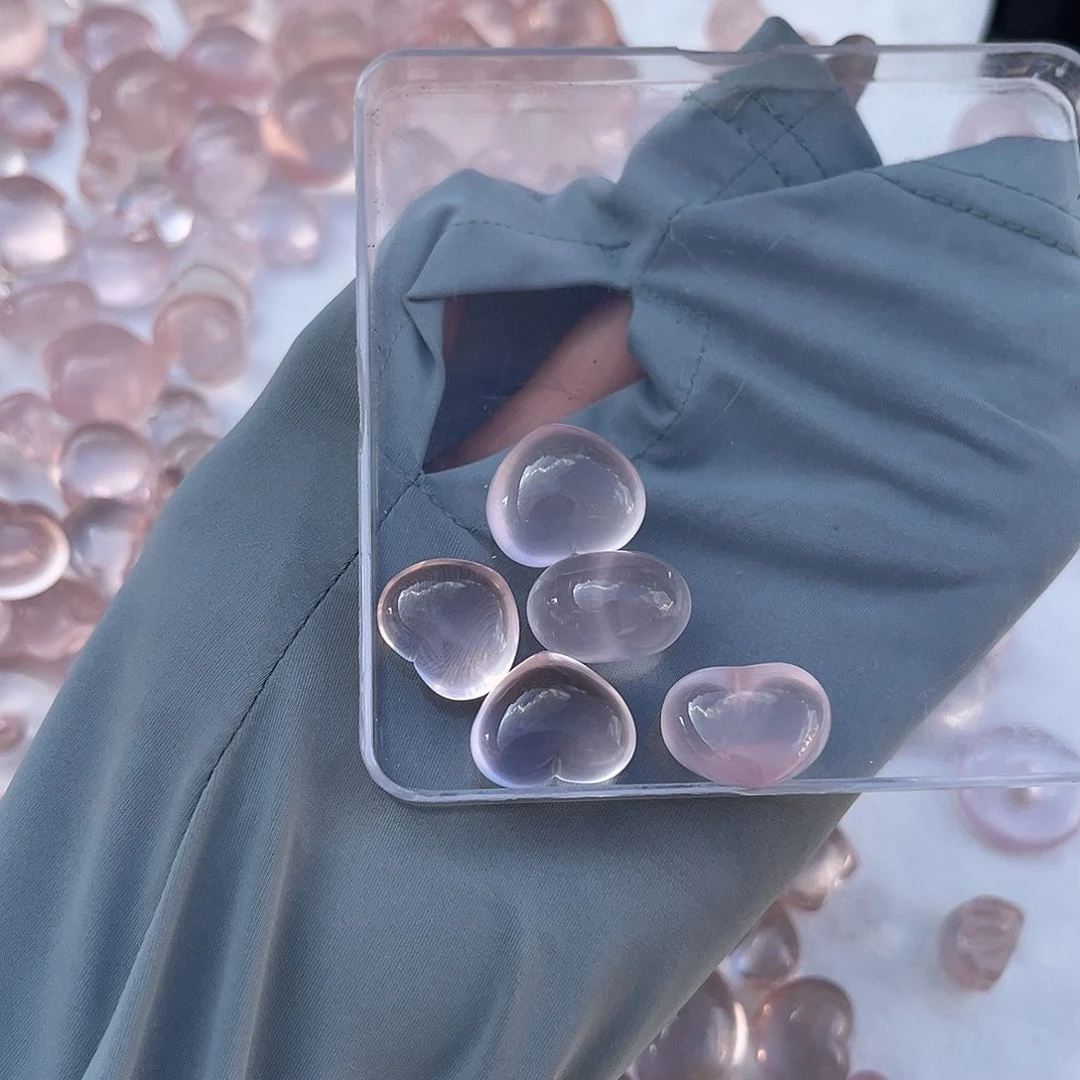 别***.水晶珠宝半成品未镶嵌天然粉水通孔，打孔不退换