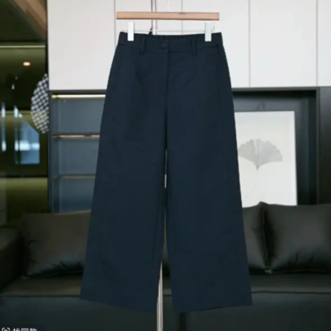 28101#【裤长95】夏季新款高腰显瘦松紧百搭休闲直筒裤