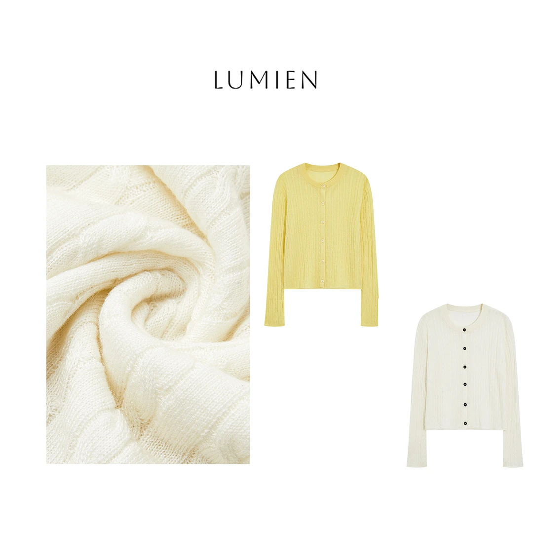 【LUMIEN 】温柔软糯简约麻花绞花设计休闲针织毛衣开衫女LX5CQQ020