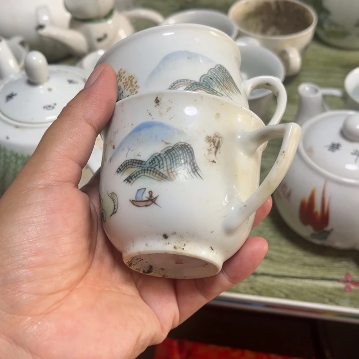 都是瑕疵品看好下单手绘山水杯