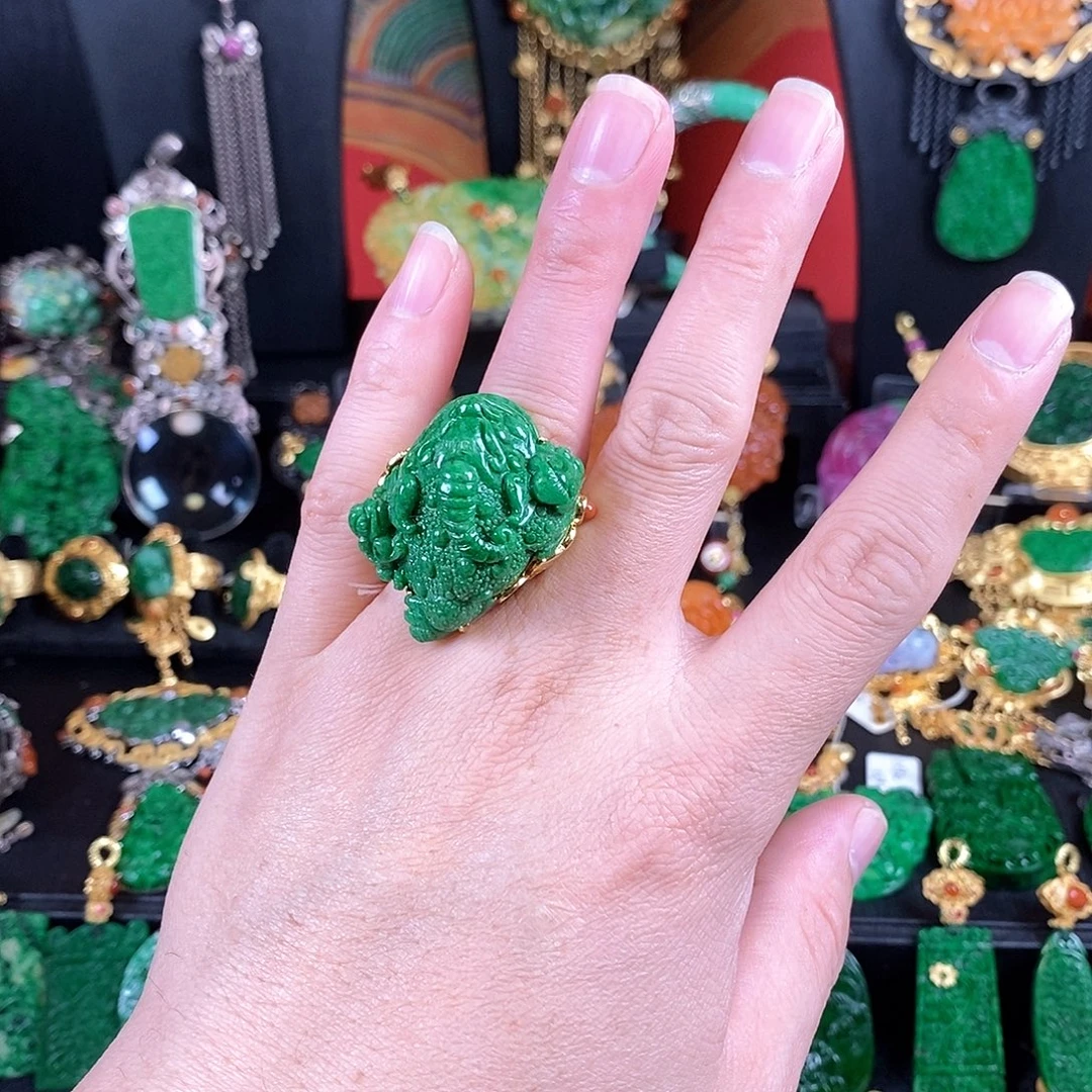 翡翠银S925镶嵌戒指戒指