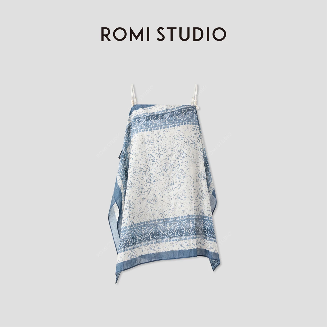 ROMI STUDIO“自在轻夏”复古印花民族风不规则吊带背心 RWCRSJ3496