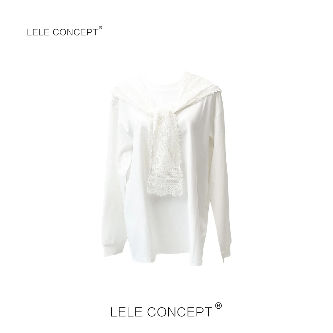 LELE CONCEPT｜【如一】设计师款高级感蕾丝连帽披肩长袖上衣S0808