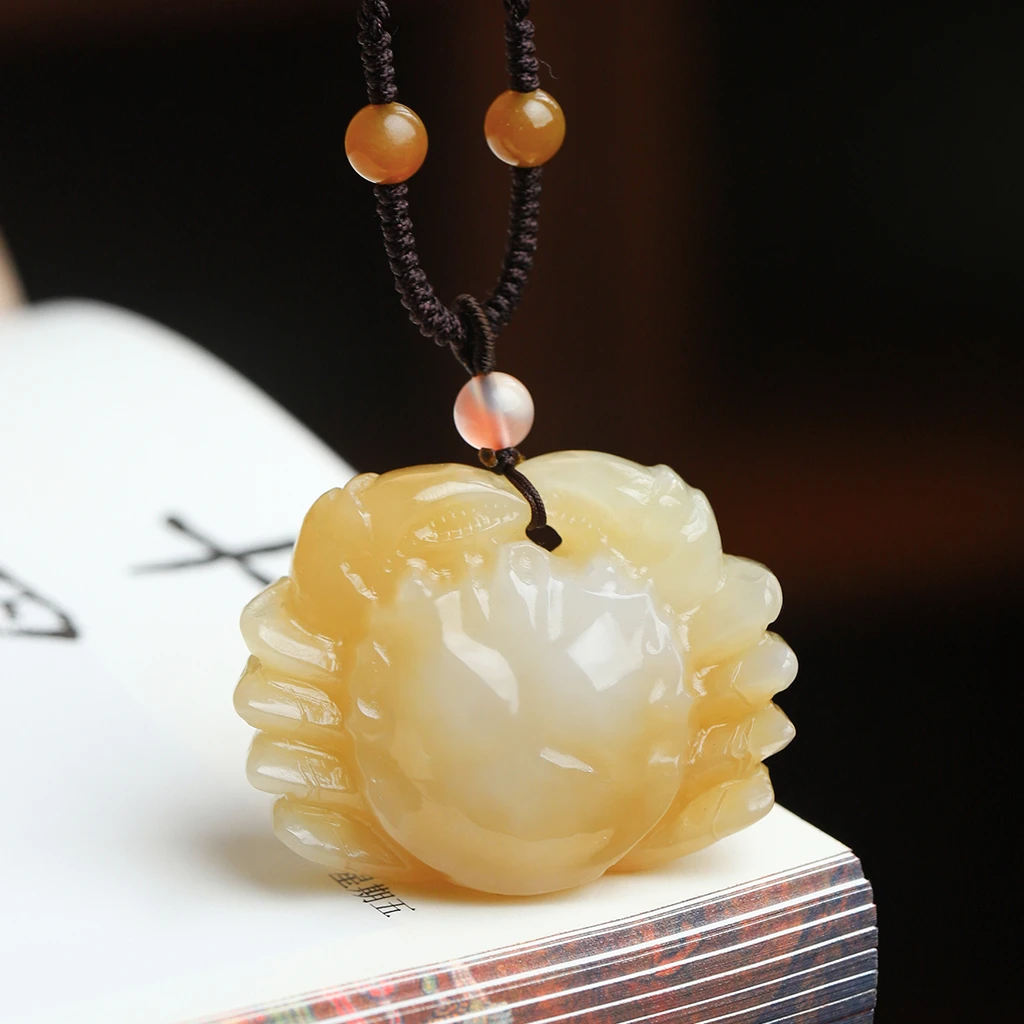 【孤品收藏】天然正宗和田玉糖料螃蟹八方来财吊坠手把件摆件男士