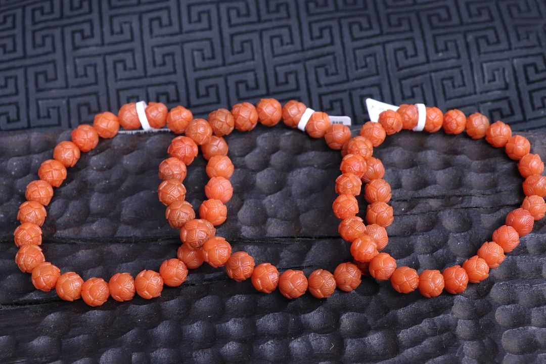 原矿无优化南红大水沟莲花珠单圈7-8mm左右随机发一件有纹慎拍