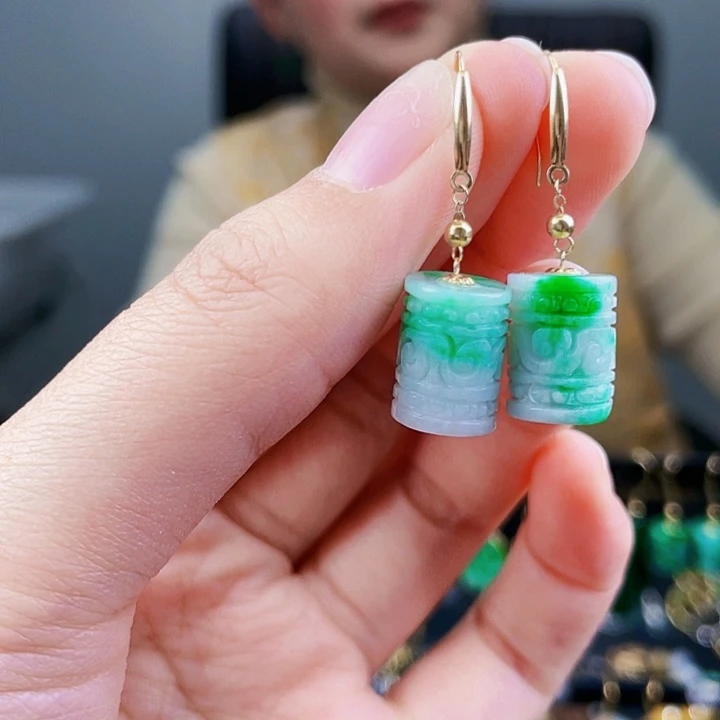 翡翠耳饰18K金镶嵌饰品