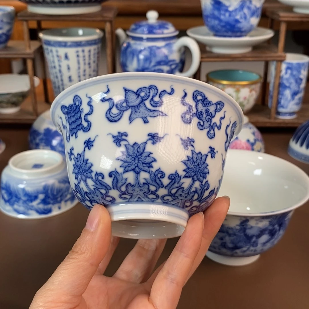 青**风景德镇陶瓷手工手绘