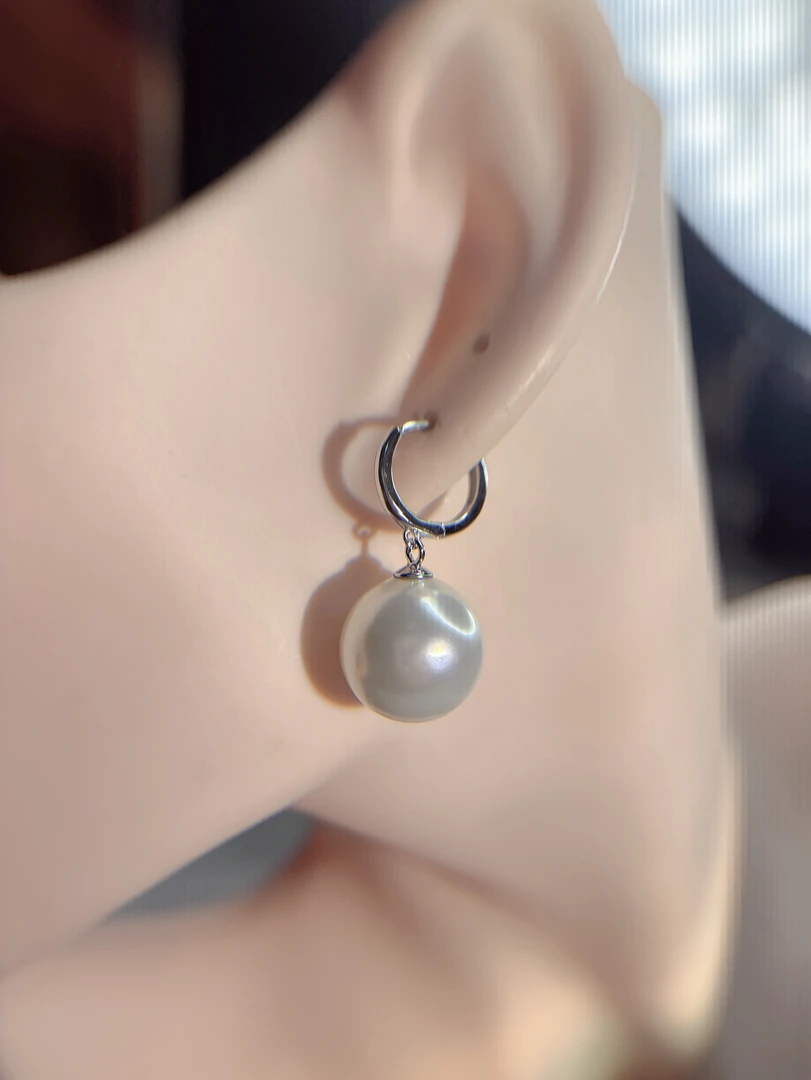 925银仿珍珠耳饰 银925纯银耳坠大珍珠耳环百搭显白配旗袍