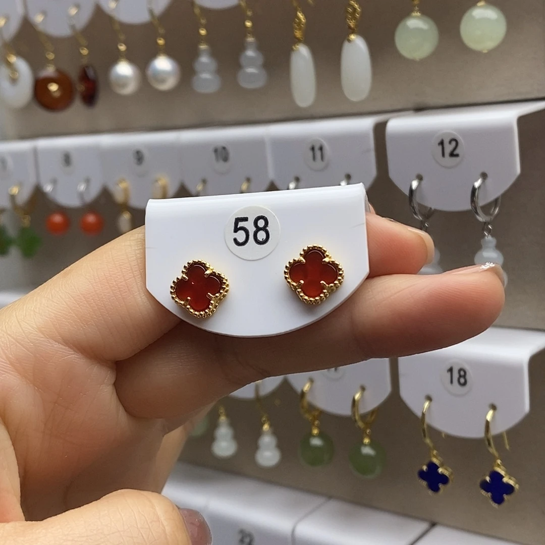 玛瑙/玉髓银S925镶嵌耳饰