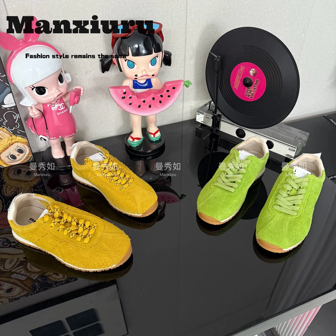 【曼曼】ManXR-“桔子汽水”超软百搭复古通勤圆头系带休闲运动德训鞋