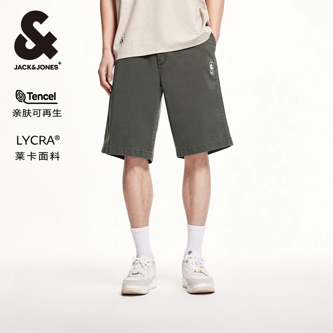 【商场同款】杰克琼斯短裤男款秋季NBA联名复古条纹贴布休闲男装