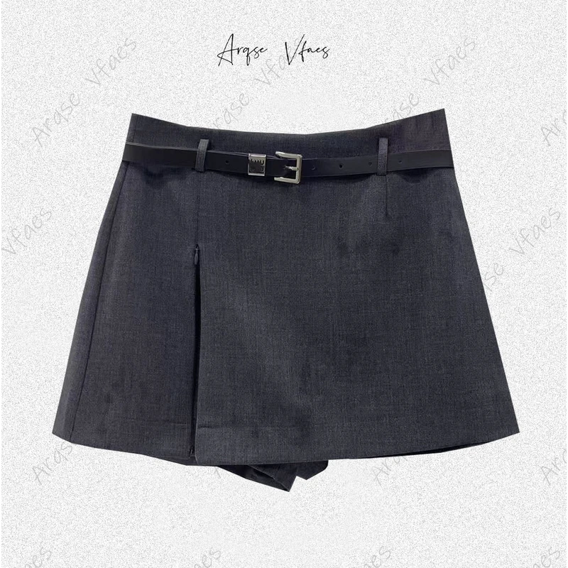 迪家同款2025夏新款休闲百搭学院风系扣腰带裤裙半身裙女Y321061