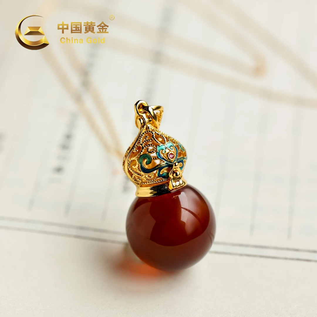 【中国黄金】福泊 | 琥珀*吊坠*S925银镶嵌-D7348-Y